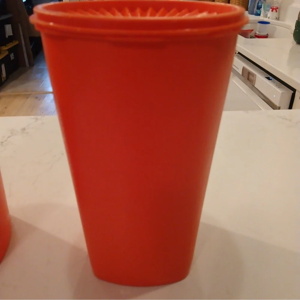 Set Of 2 Vintage Tupperware Large Servalier Canisters 10.5